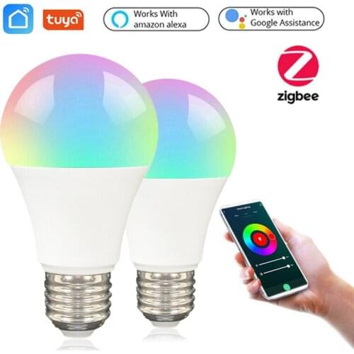 9W RGB Zigbee Tuya Smart Light Bulb Dimmable E27 WiFi LED Lamp AC100-240V Voice Control Work With Alexa Google Home Colore Light