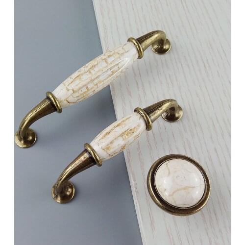 Antique Ceramics Furniture Hardware Handle Sliding Door Drawer Knob Wardrobe Kitchen Cabinets Cupboard Dresser Push Pull Handles