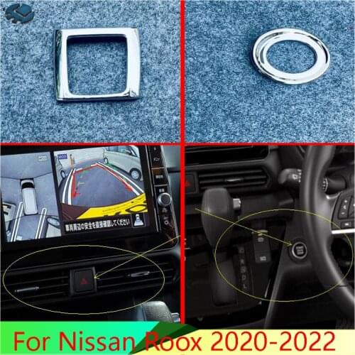 For Nissan Roox 2020-2022 Car Accessories ABS Chrome Double flash button frame and one button start button ring