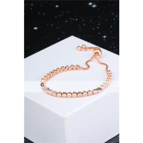 Free shipping Lierzika copper round stone can adjust size rose gold color lady model bracelet