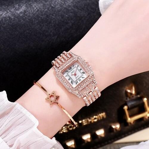 Sleek Minimalist Geometric Square Matte Ladies Quartz Watch Luxury Full Diamond Dress Clock Lady Fashion Womens Wristwatch