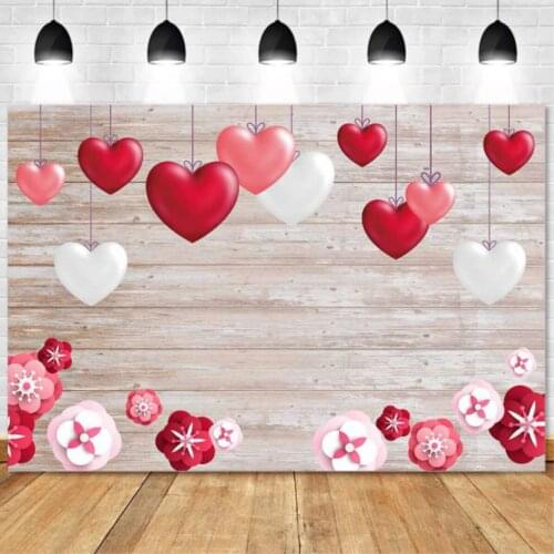 Valentine Day Photography Backdrop Wood Love Hearts Newborns Baby Children Family Party Photo Background Studio Photocall W4833