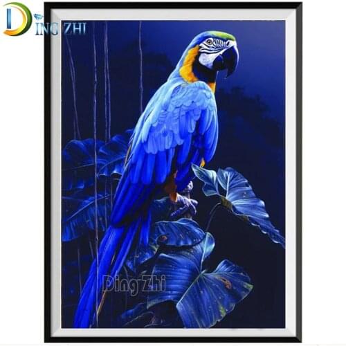 Blue Macaw And Plant Diy 5D Diamond Painting Cross Stitch Diamond Embroidery Pattern Diamond Mosaic Animal Needlework Home Arts