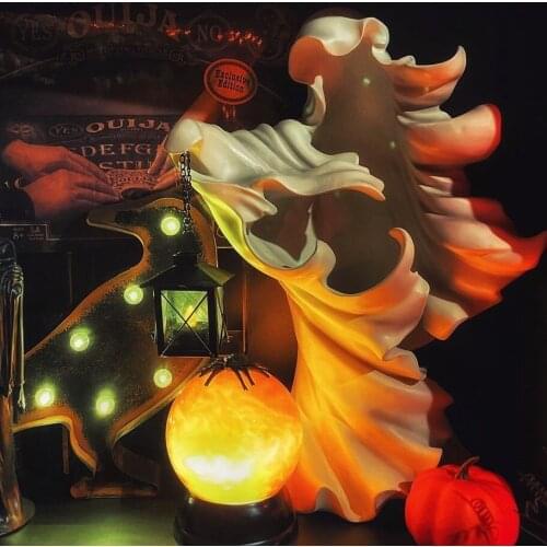 Hell Messenger With Lantern The Ghost Looking For Light Realistic Resin Ghost Sculpture For Halloween Garden Decoration Dropship