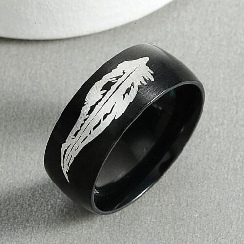 8mm LOL Game Lovers Ring Rakan and Xayah Couple Rings Titanium SteelStainless Steel Feather Ring Valentines Day Gift Ri