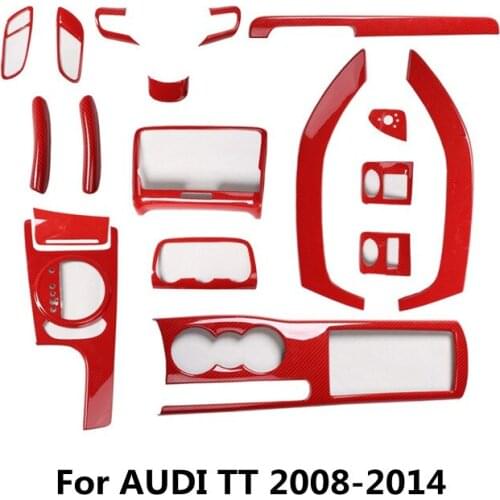 Set Car Interior Decorative Steering Wheel Cover Gear Handle Panel Moulding Trim for AUDI TT 2008 2009 2010 2011 2012 2013 2014