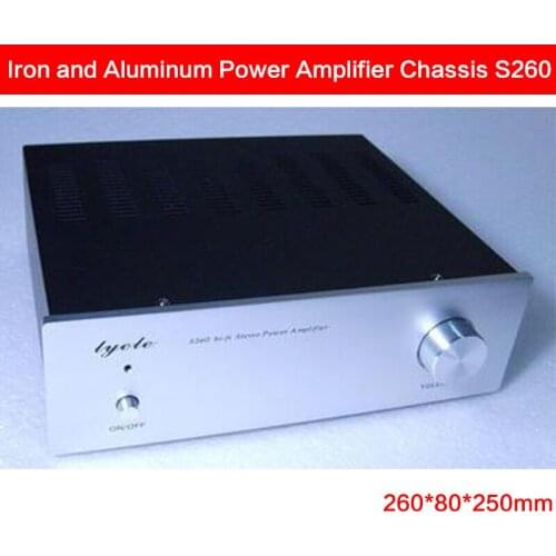 KYYSLB 260*80*250mm Iron and Aluminum Power Amplifier Chassis Preamp Case DIY Power Shell Amplifier Audio Enclosure S260