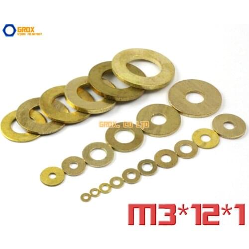 200 Pieces M3 x 12 x 1mm Brass Flat Washer