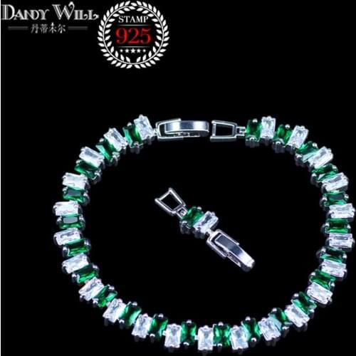 Best Birthday Present For friend Silver Color Jewelry Purple Green Colors Cubic Zirconia Stone Tennis Bracelets For Women