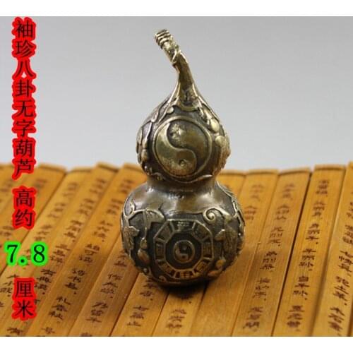The copper gourd gourd gossip children hand son Wang town house evil antique bronze antique small gourdroom Art Statue