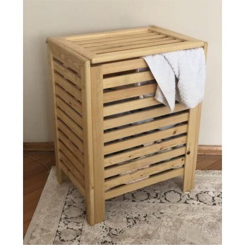 Multi Purpose Dirty Laundry Storage Toys Wooden Basket or Kitchen Organizer First Class Pine Tree Real Wood Kids, Bathroom