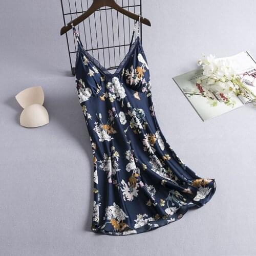 Nightgown Lace Trim Sleepwear Lady Satin Nightdress Sexy Spaghetti Strap Sleepdress Summer Nightwear V-Neck Kimono Dressing Gown