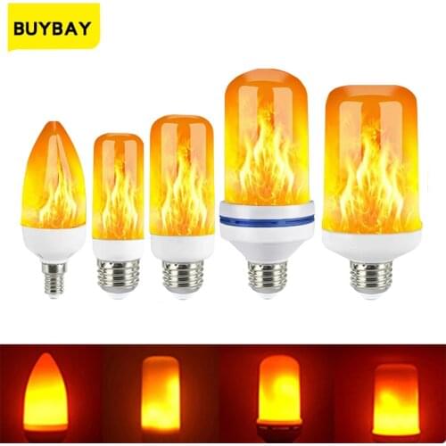 2020 New E27 Flame Bulb LED Dynamic Flame Effect Fire Light Bulbs Corn Bulb Creative Flickering Emulation Decor LED Lamp Lights