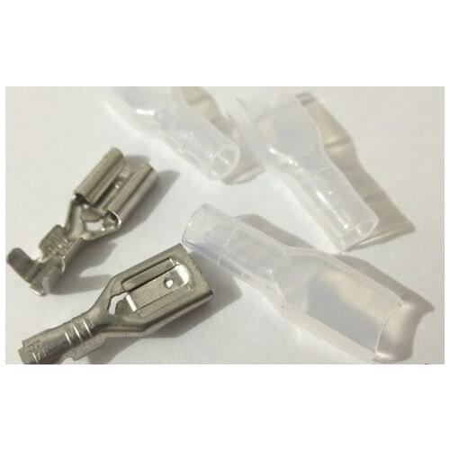200sets 6.3mm Crimp Terminal 1set=Female Spade Connector + Male Spade Connector+ Cover