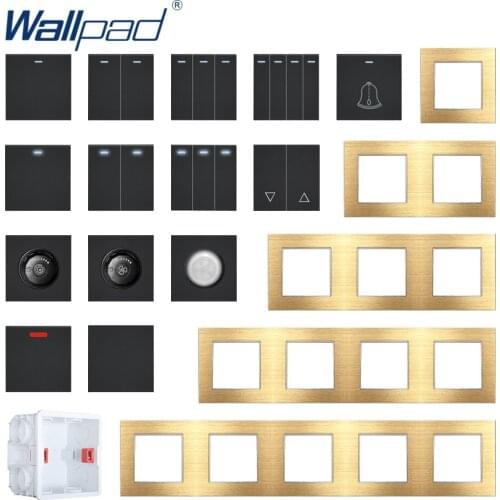 Wallpad Gold Aluminum Panel Wall Light Switch Function Key Only DIY Free Combination 52*52mm 1 2 3 4 5 Multiple Frame
