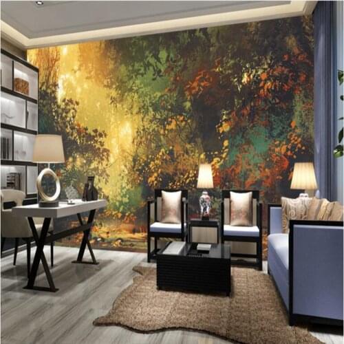 Custom Photo Wallpaper Sunset and Trees Illustration forest Mural Wallpaper Kids Room Wallpaper Bedroom Decoration Kids Wall Art