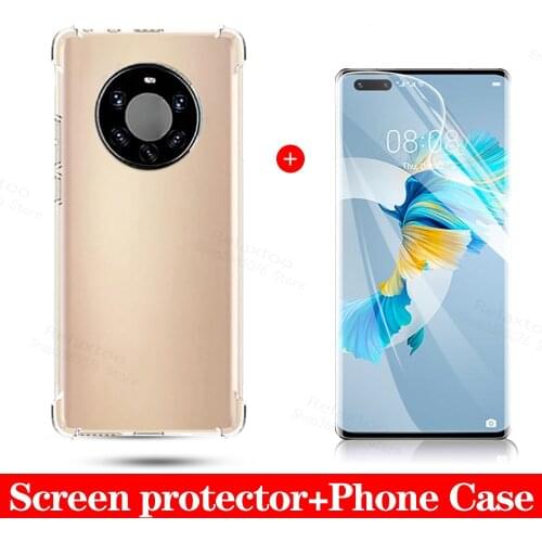 Transparent case for huawei mate 40 pro plus cases protective glass hauwei mate 40pro mate40 pro + silicone shockproof cover