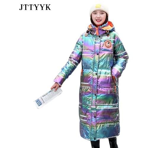 Snow Clothing Oversize Winter Down Jacket Women Parkas Mujer Thick Harajuku Print Hooded Padded Coat Female Long Puffer Jackets