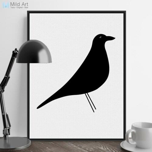 Modern Nordic Minimalist Black White Animal Bird A4 Large Art Print Poster Abstract Wall Picture Canvas Painting Customd Decor