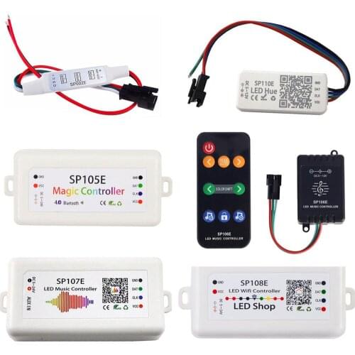 SP108E wifi WS2811 WS2812B Led Music Controller SP107E SK6812 SP105E Bluetooth APA102 SP110E WS2801 Pixels Led Strip DC5-24V