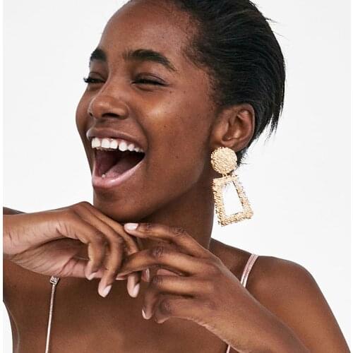 SUMENG 2021 NEW Vintage Multicolored Square Drop Earrings For Women Metal Dangle Shiny Christmas Gift Jewelry Trendy Bohemian