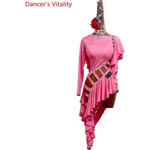 Latin Dancing Competition Clothing Female Adult Children Custom Hollow Tassel Dress Professional Performace Skirt Dance Wear