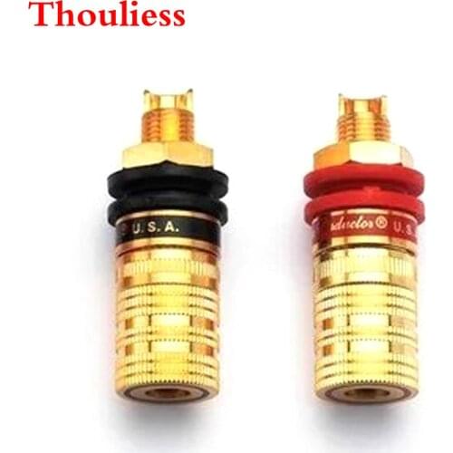 Thouliess 4pcs HIFI Audio 4pcs CMC 838S-G Gold Plated OFC Speaker Amplifier Binding Post Terminal Banana Plug Socket Connector