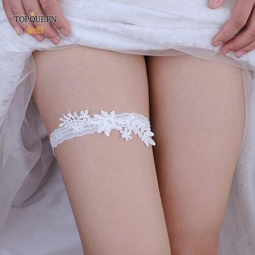 TOPQUEEN Wholesale Cosplay Wedding Garters Lace Embroidery Floral Sexy Garters for Women/Bride Thigh Ring Bridal Leg Garter TH08