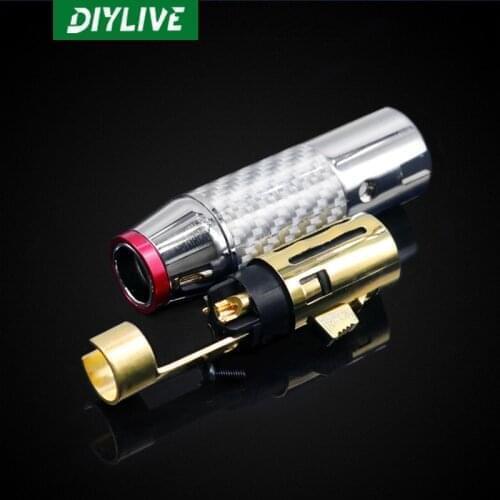 DIYLIVE 2 piezas Three-core XLR Balance Plug Carbon Fiber Fever Canon Plug Sound Microphone Canon Male Female Head