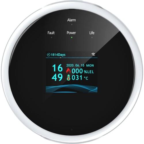 Wifi Gas Leak Detector and Fire Alarm Wall Mounted APP Control Smart Wi-Fi Natural Gas/ LPG Tester Methane Alarm Buzzler