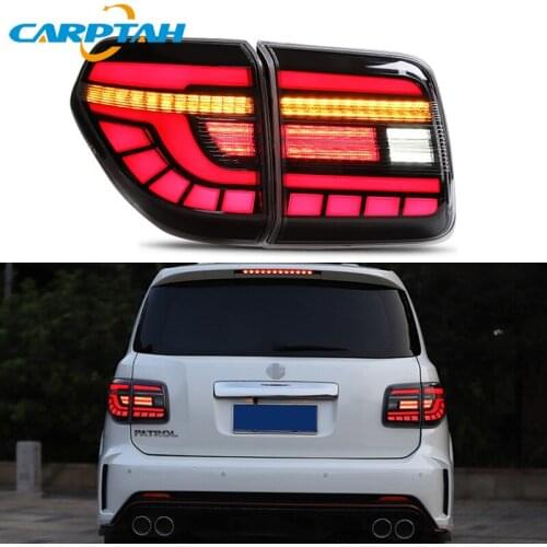 Carptah Car Styling Tail Lights Taillight For Nissan Patrol 2008 - 2018 Rear Lamp DRL + Turn Signal + Reverse + Brake LED Lights