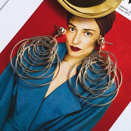 Brincos Sale Brinco Metal Golden Long Big Geometric Earrings Women In Jewelry Chain Retro Falling Overhang Summer Female 2021