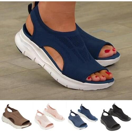 Womens Sandals with Mesh Upper Platform Fish Mouth Shoes Summer Beach Supply A66