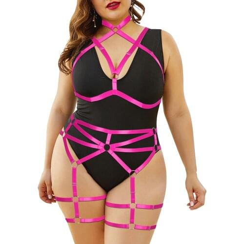 Womens Underwear Exotic Sexy Lingerie Necklace Hanging Goth Chest Harness Gothic Bondage Costumes Plump Garter Belts Plus Size