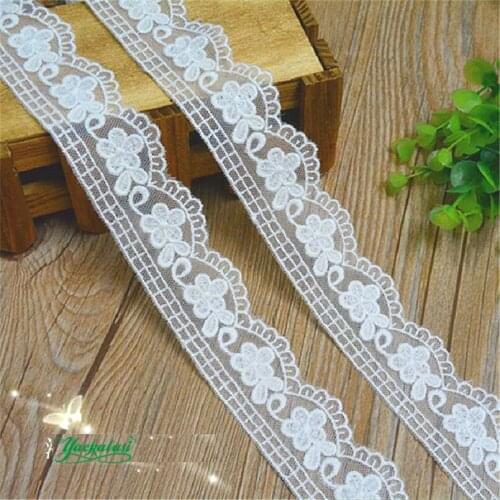 YACKALASI 14 Yds Cotton Embroidery Lace Soft Tulle Mesh Lace Appliqued Trim 3D Flower Sewing DIY Garment Accessories 3.5cm