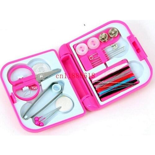 100sets/lot Free Shipping Portable Mini Travel Sewing Box With Color Needle Threads Sewing Kits Sewing Set DIY Home Tools