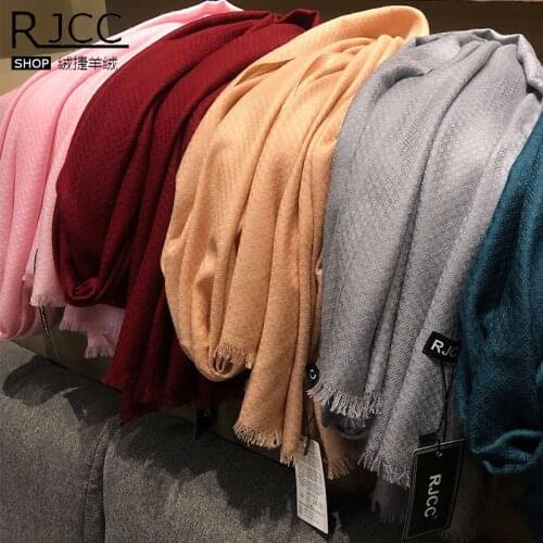 100% Wool Scarf Women Warm Fashion Luxury Brand Solid Color Warm Wild Scarf Spring And Autumn Shawl Thin Pink Black