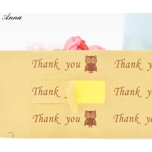 120PCS Vintage thank you Owl gift seal sticker label Kraft Rectangle stickers for baking Handmade Products children' DIY