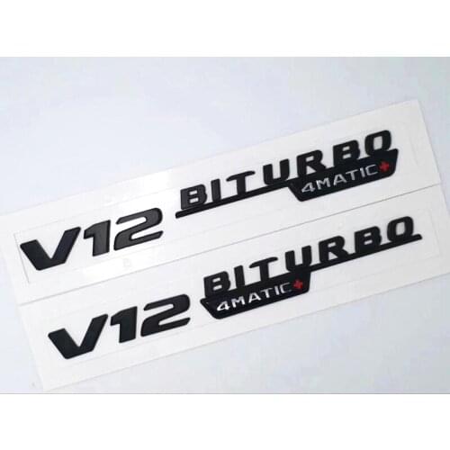 3D car stickers Chrome " V12 BITURBO 4MATIC " Letters Emblem Badge fit for Benz 2Pcs/set black / silver / red