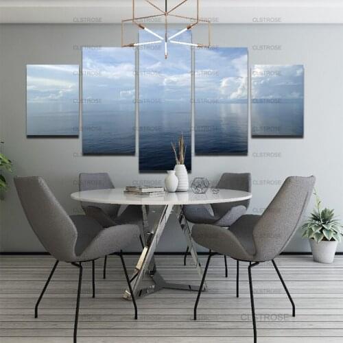 5Pcs Decorative Poster Blue Sea Canvas Painting Home Wall Art Canvas Hd Printing Irregular Decorative Painting