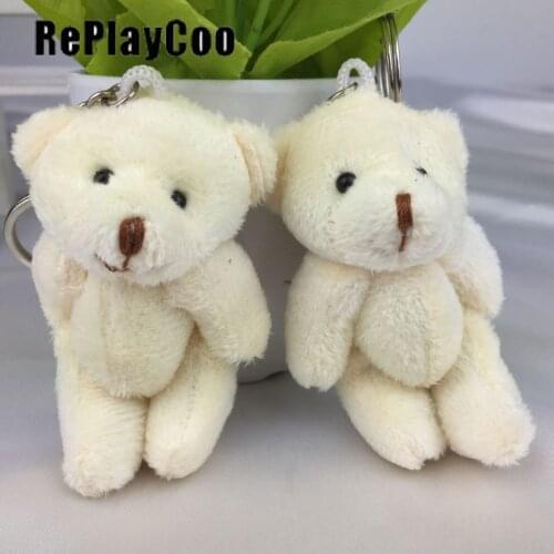 50pcs/lot Mini Teddy Bear Stuffed Plush Toys 8cm Small Bear Stuffed Toys pelucia Pendant Kids Birthday Gift Party Decor DWJ056