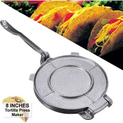 8inch Grey Tortilla Pie Maker Long Handle Aluminum Tortilla Press Maker Foldable Kitchen Pie Cake Press Bakeware Tool