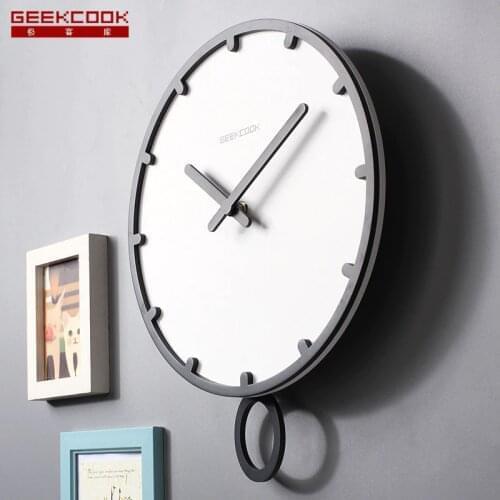 Swing large wall clock modern design 3d vintage frameless wall clock living room craft set clocks Wooden White 12 14 inch clock