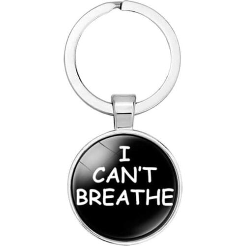 Julie Wang African American Protest Keychain Glass Black Lives Matter I Can't Breathe Cabochons Key Chain Keyring