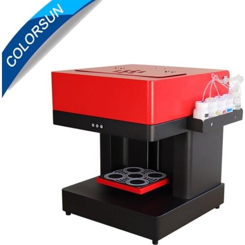 Colorsun 4 cups Inkjet Coffee printer Macaroon Cupcake Food printer CMYK color coffee printer with CISS