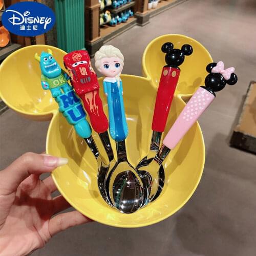 Disney Baby Child Spoon Kids Tableware Children Baby Spoon Minnie Mouse Elsa Frozen Mcqueen Disney Infant Babe Kids Spoons Child