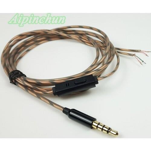 DIY TPE Earphone Cable with Mic Controller Repair Shielded OFC Wire for Headphone 3.5mm Line Type Jack Plug