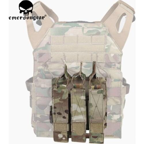 Emerson Airsoft Hunting Tactical Modular MOLLE Triple Open Top SMG Mag Pouch EmersonGear Magazine Carrier For MP5 / MP7 / KRISS