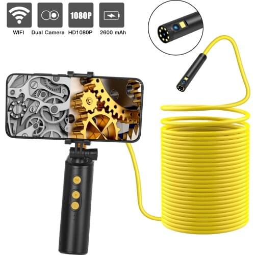 Endoscope Camera F280 8mm Dual Lens Inspection Borescope Equipment Support for Android IOS Phone 2/5/10m Ragid Cable Optional