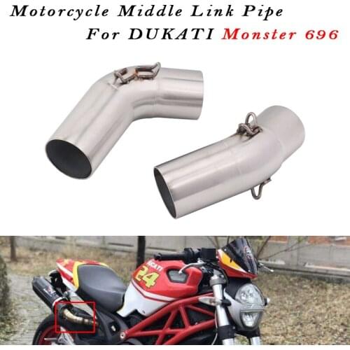 Motorcycle Exhaust Muffler Pipe Escape Moto Stainless Steel Middle Link Pipe For DUKATI Monster 696 Front Middle Set Link Pipe